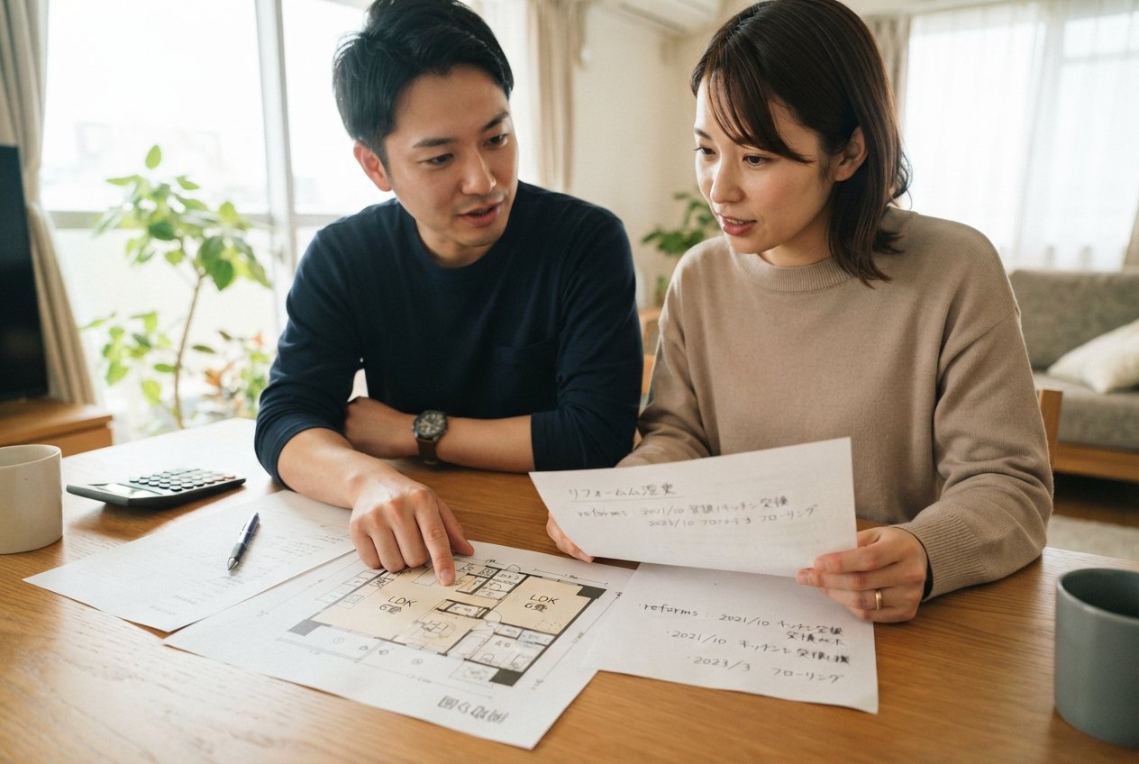 間取りと専有面積、リフォームの履歴のイメージ
